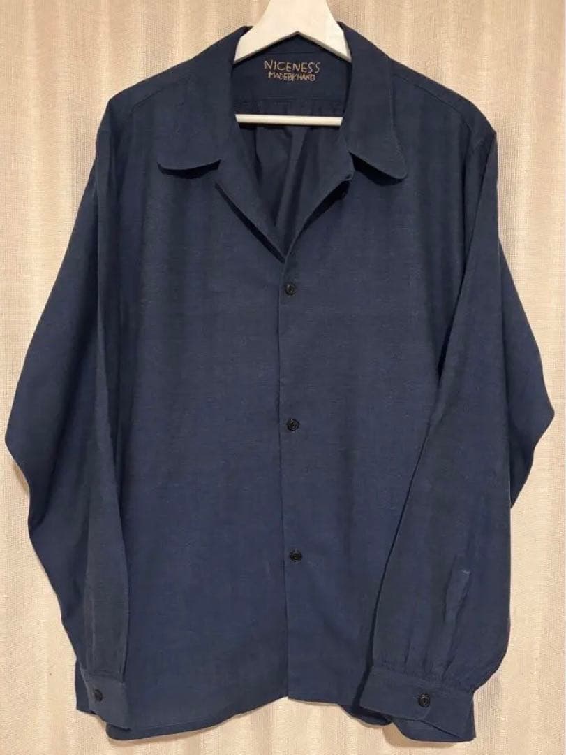 NICENESS S.THOM ヘザーシャンブレーオープンカラージャケットシャツ