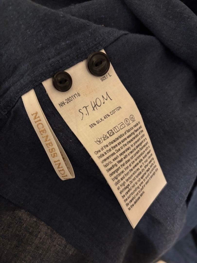 NICENESS S.THOM ヘザーシャンブレーオープンカラージャケットシャツ