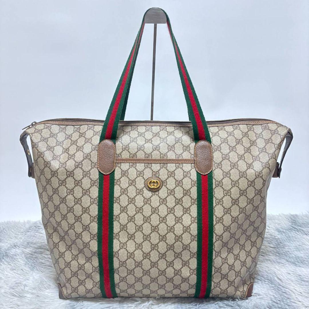 【希少】　グッチ　ボストンバッグ　シェリーライン　GGスプリーム　オフィディア