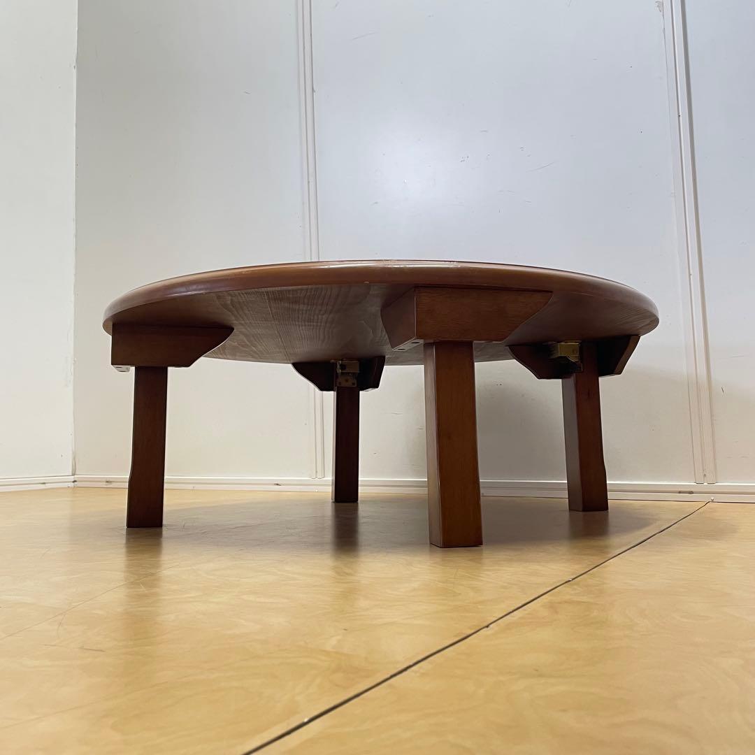 丸テーブル 幅90センチ 折りたたみ 丸ちゃぶ台 折り畳み 座卓 木製 レトロ