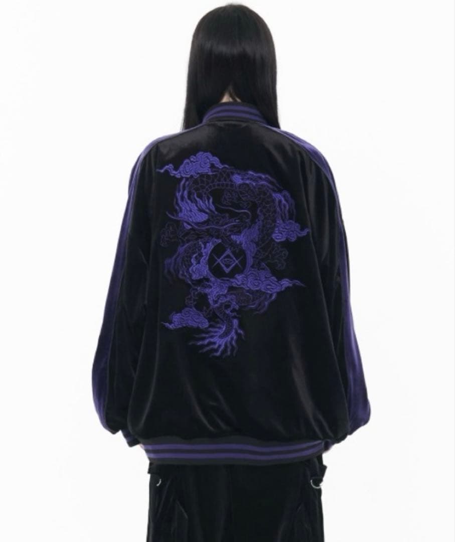『REFLEM』ドラゴン刺繍ベロアスカジャン