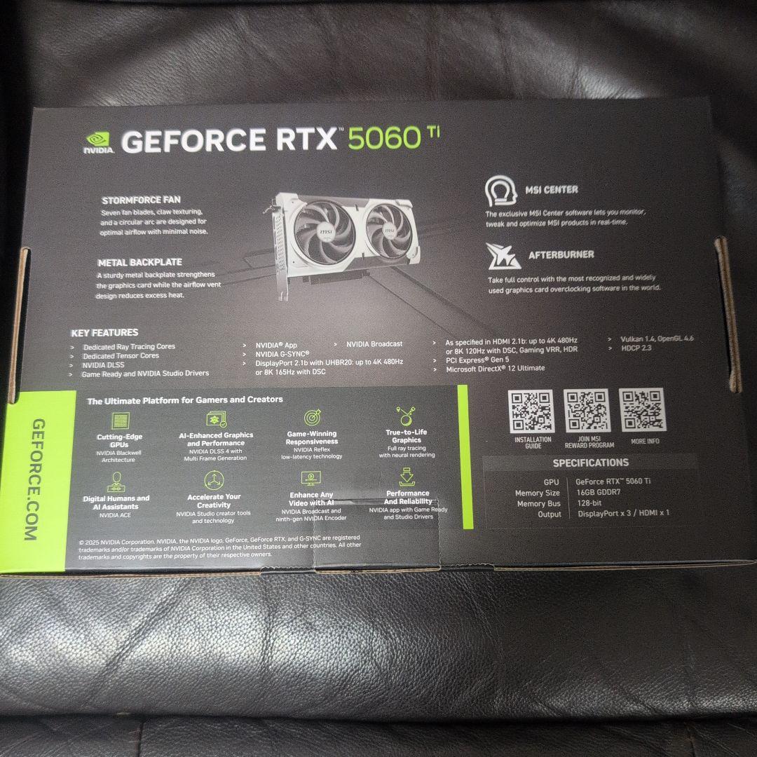 グラフィックボード・グラボ・ビデオカード MSI GEFORCE RTX 5060 Ti 16GB GDDR7