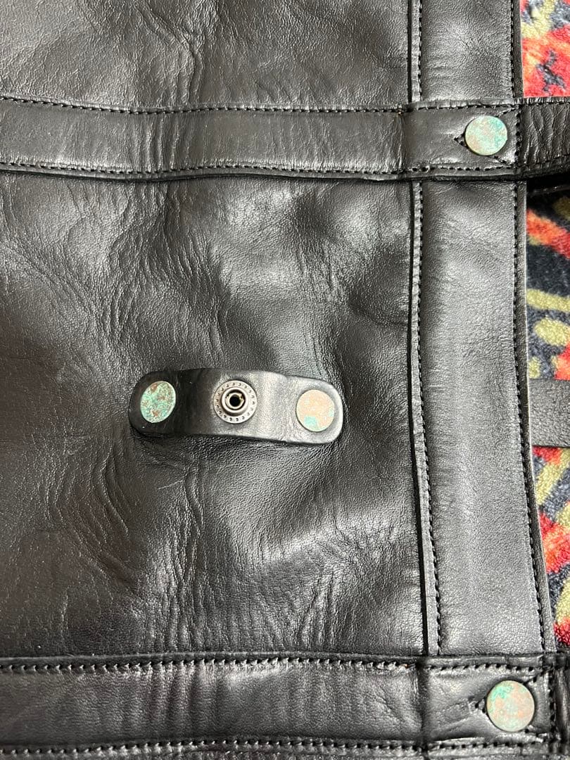 【美品】RRL ダブルアールエル ブラックレザートートバッグ