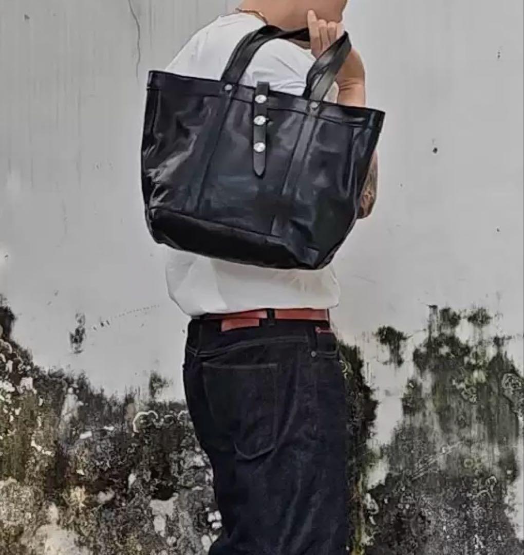 【美品】RRL ダブルアールエル ブラックレザートートバッグ