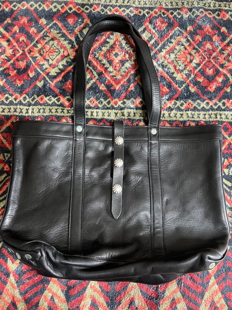 【美品】RRL ダブルアールエル ブラックレザートートバッグ