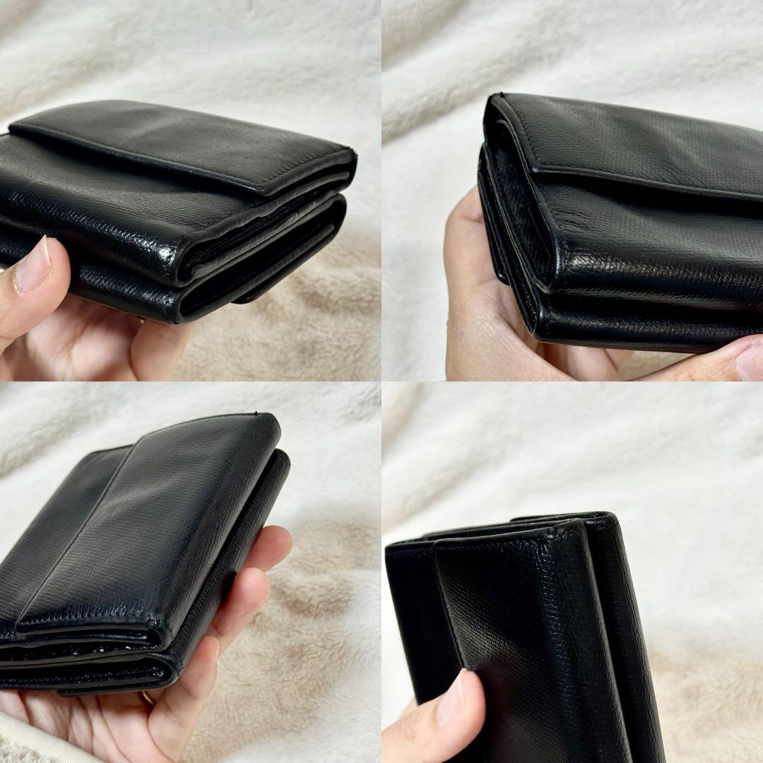 シャネル　CHANEL 三つ折り財布　ココマーク　ブラック　ゴールド金具