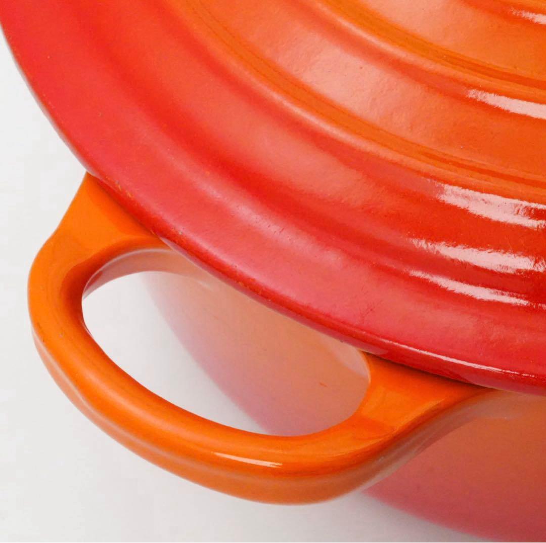 【美品】LE CREUSET　ココット ロンド オレンジ　20cm