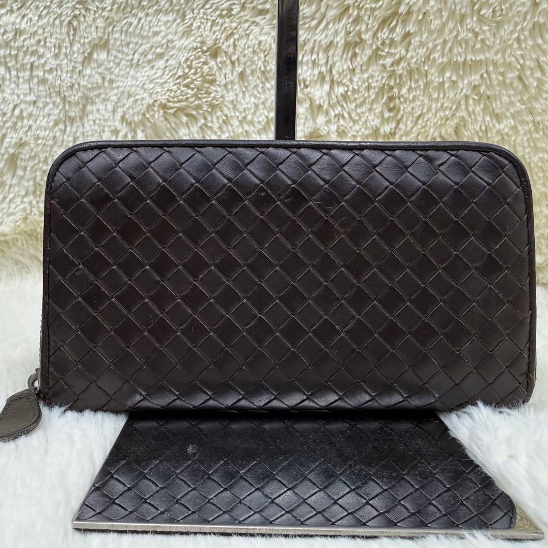 ✨美品✨ボッテガベェネタ 長財布 ラウンドジップ イントレチャート ブラウン