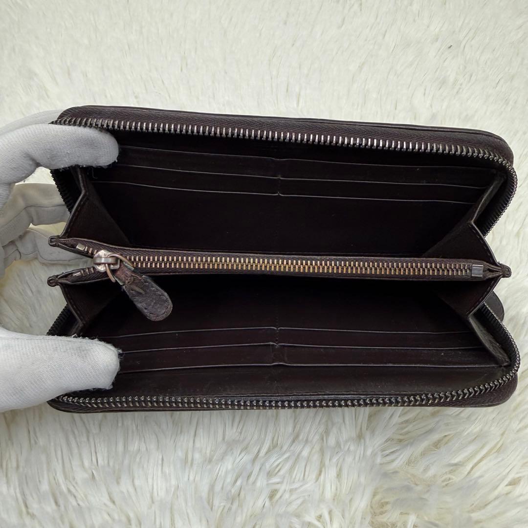 ✨美品✨ボッテガベェネタ 長財布 ラウンドジップ イントレチャート ブラウン