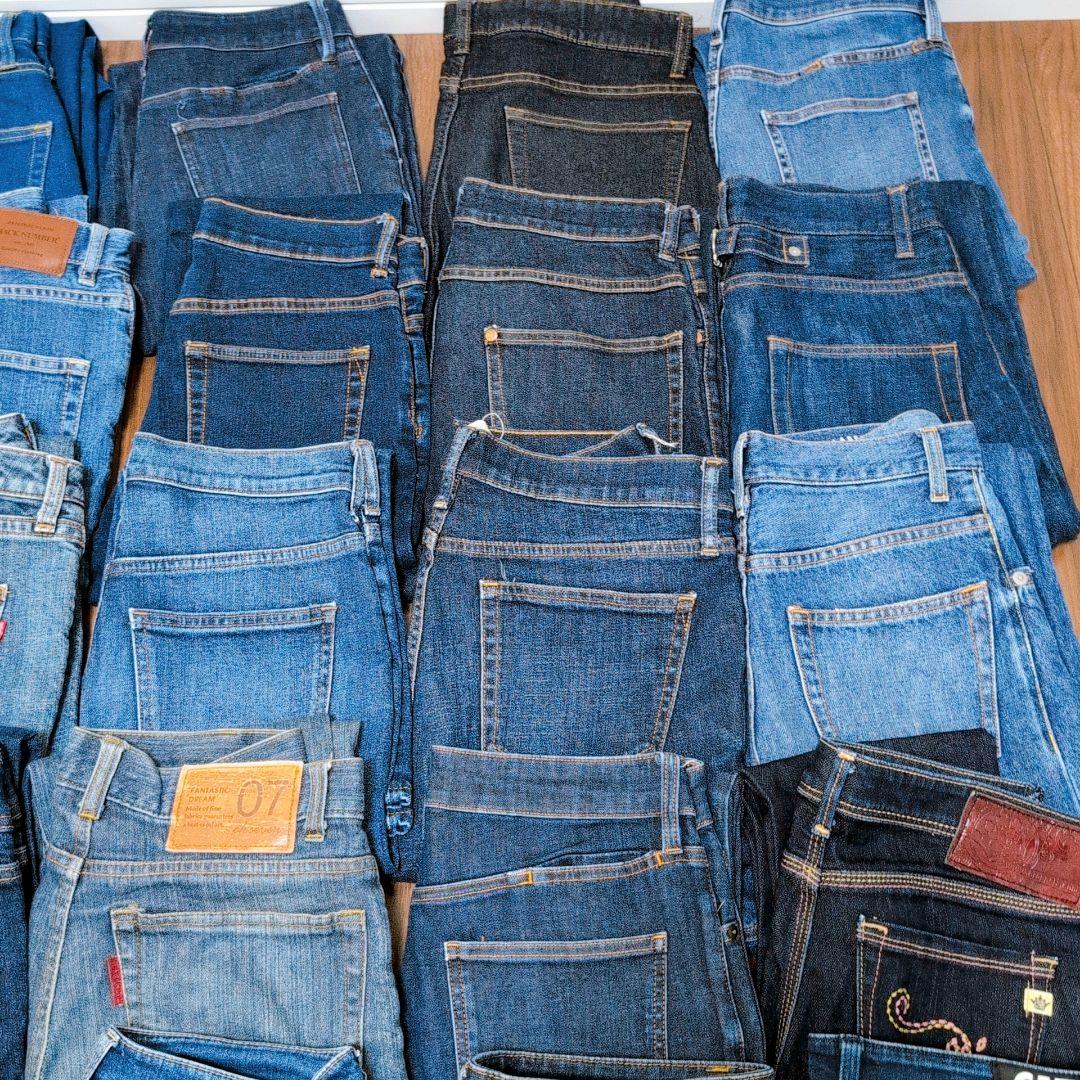 濃い色 デニムパンツ まとめ売り40本 リメイク素材 ハンドメイド リペア生地