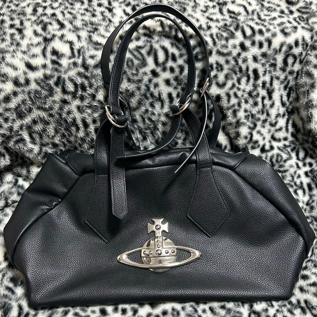 Vivienne Westwood ボストンバッグ ブラック レザー ORB 黒