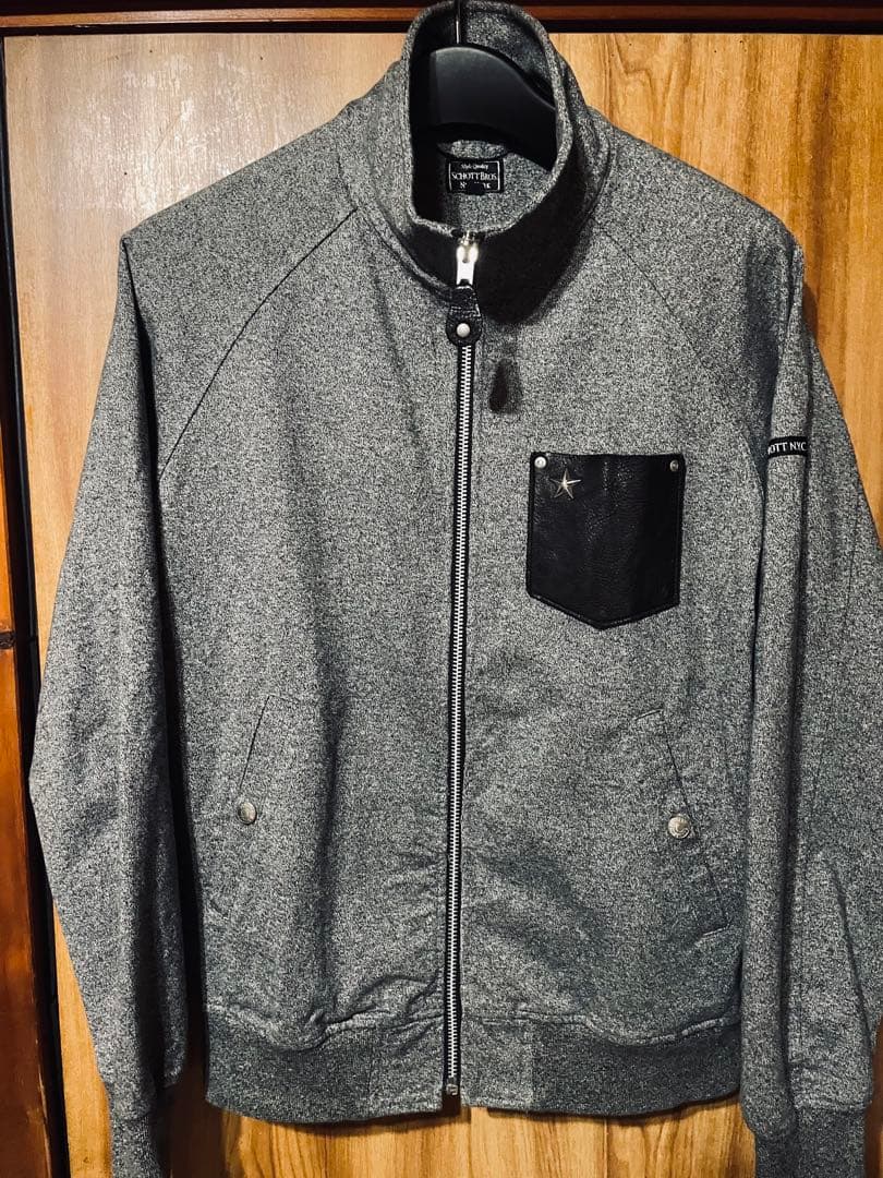 ショット　フルzip スウェット　Mバイカー