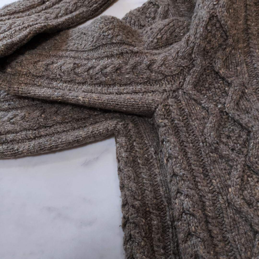 RRL カシミヤ混ウール ショールカラーケーブルハンドニット S アランニット