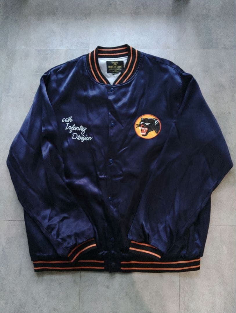 HOUSTON 刺繍＆ワッペンデザイン レーヨンアワードジャケット