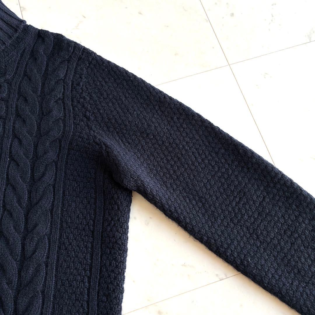 ドルモア タートルネックニット ケーブル ダークネイビー 48
