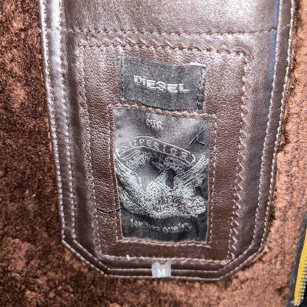 DIESEL ブラウン　羊革　M トルコ　ボア　ブラウン　フライトジャケット