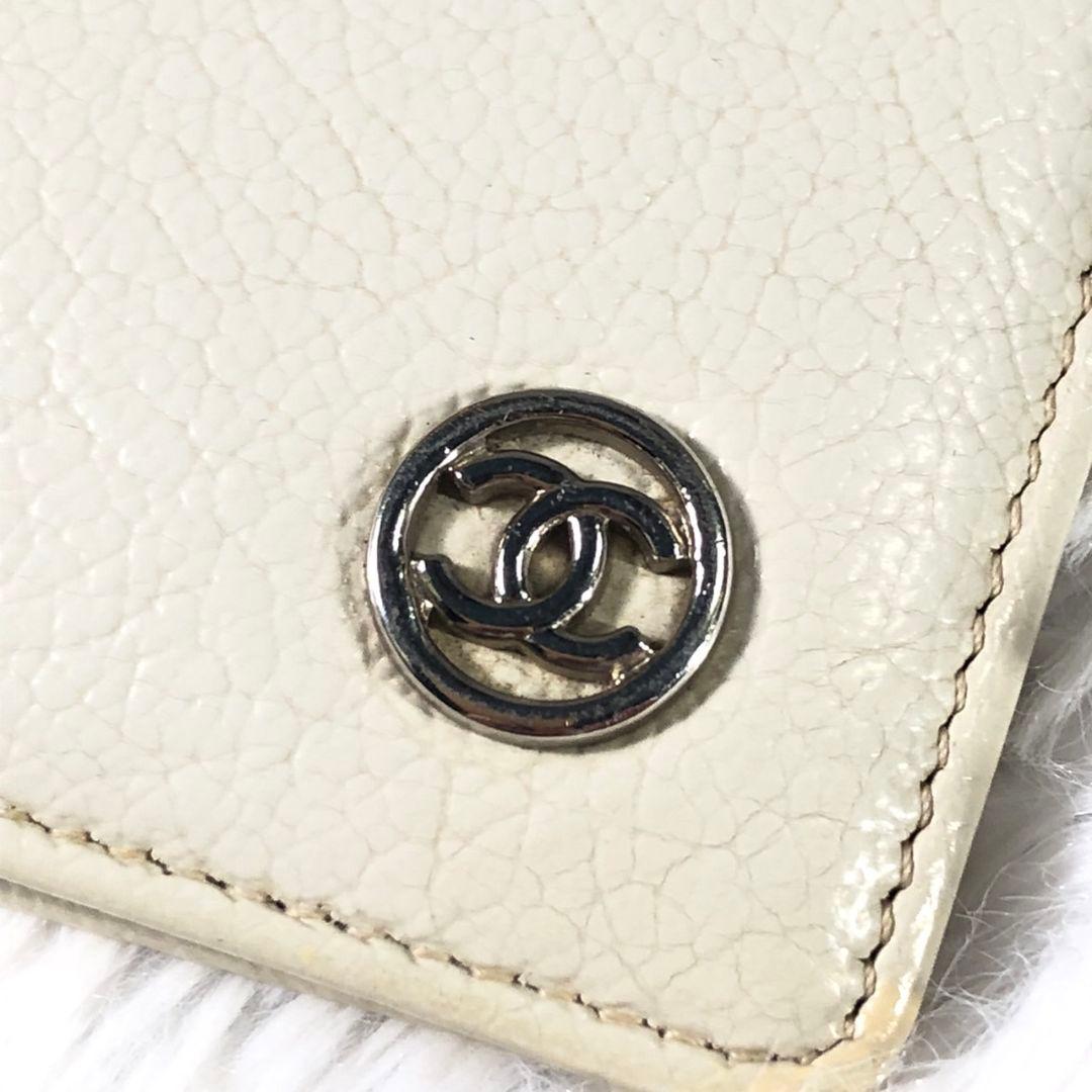 シャネル　CHANEL　ココマーク　レザー　メンズ　長財布　白　ビンテージ
