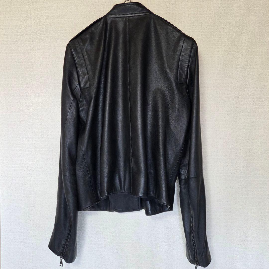 【美品】Theory 現行ロゴ シングル ライダースジャケット 羊革 S 黒
