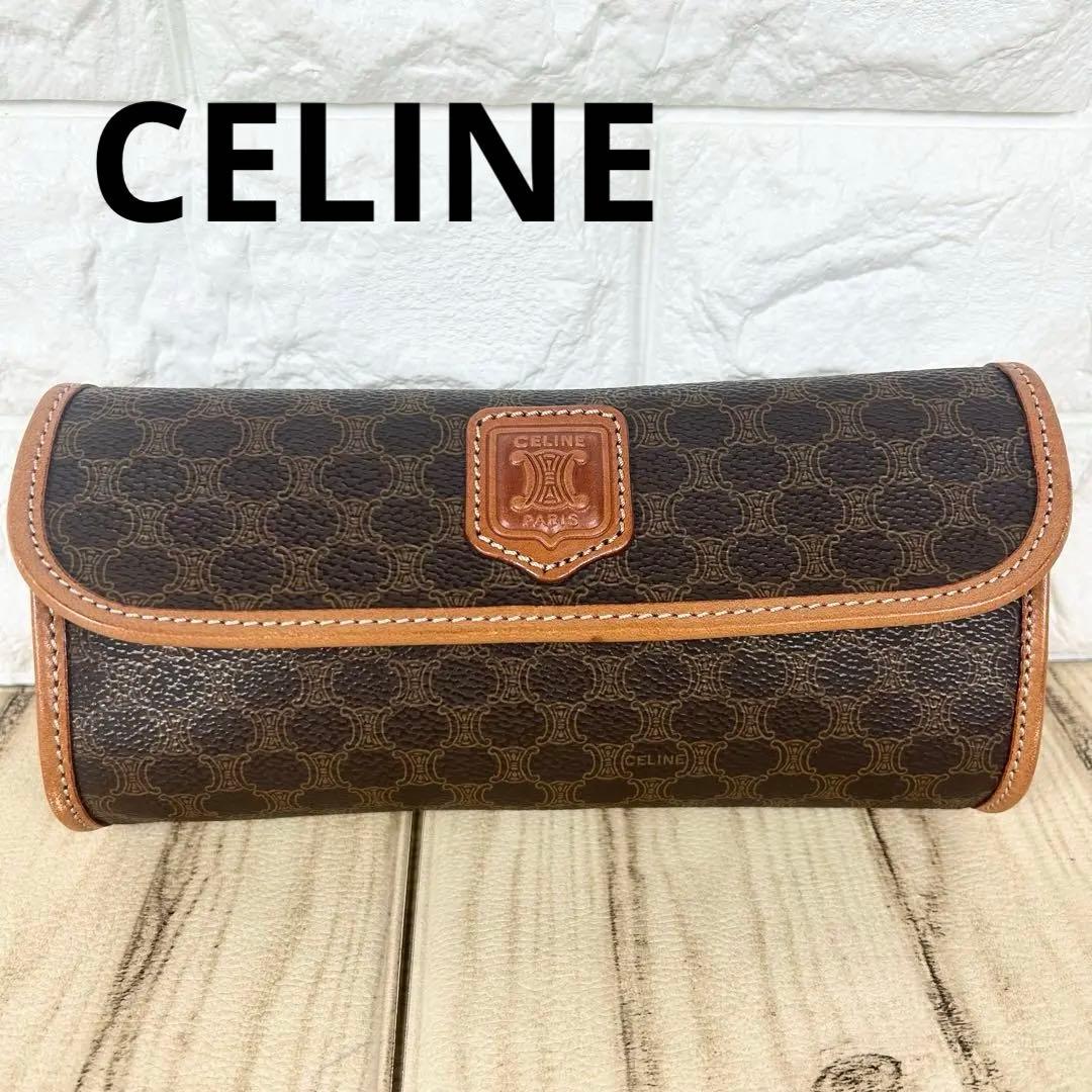 タニベン CELINE セリーヌ マカダム柄 化粧ポーチ バニティ