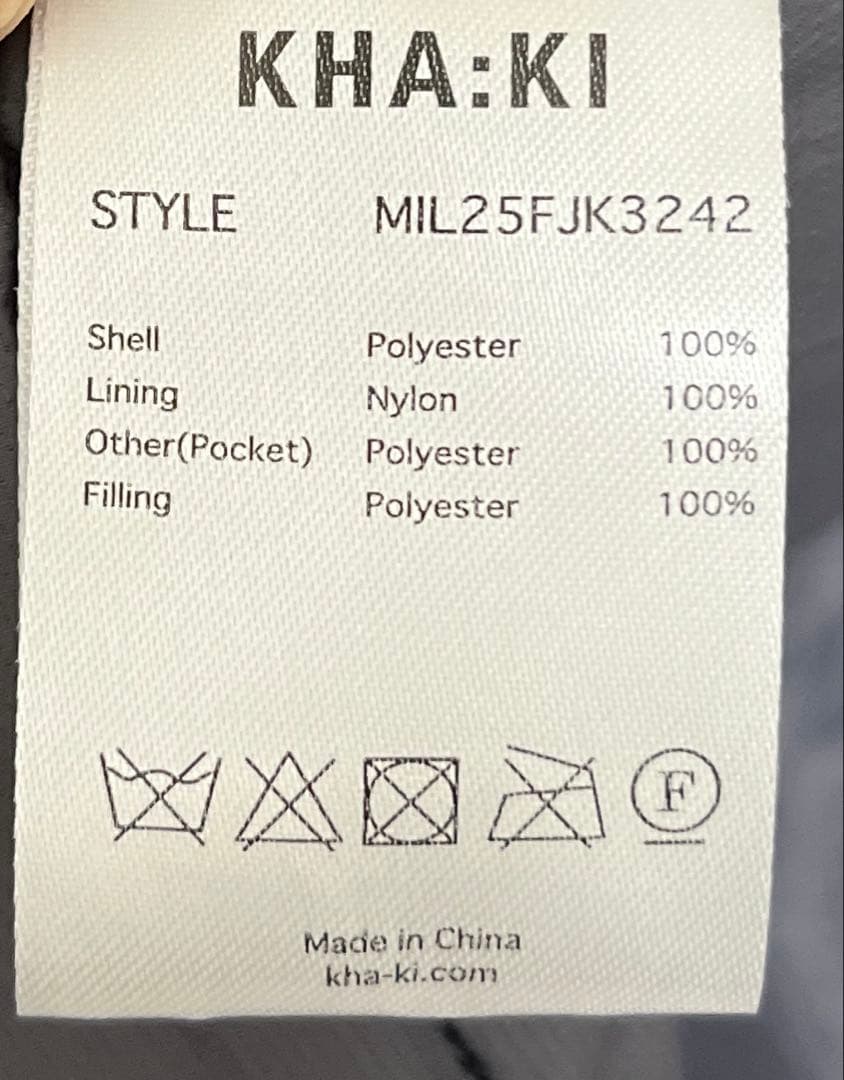 KHA:KI MIL PADDING COATミリタリーパディングコート