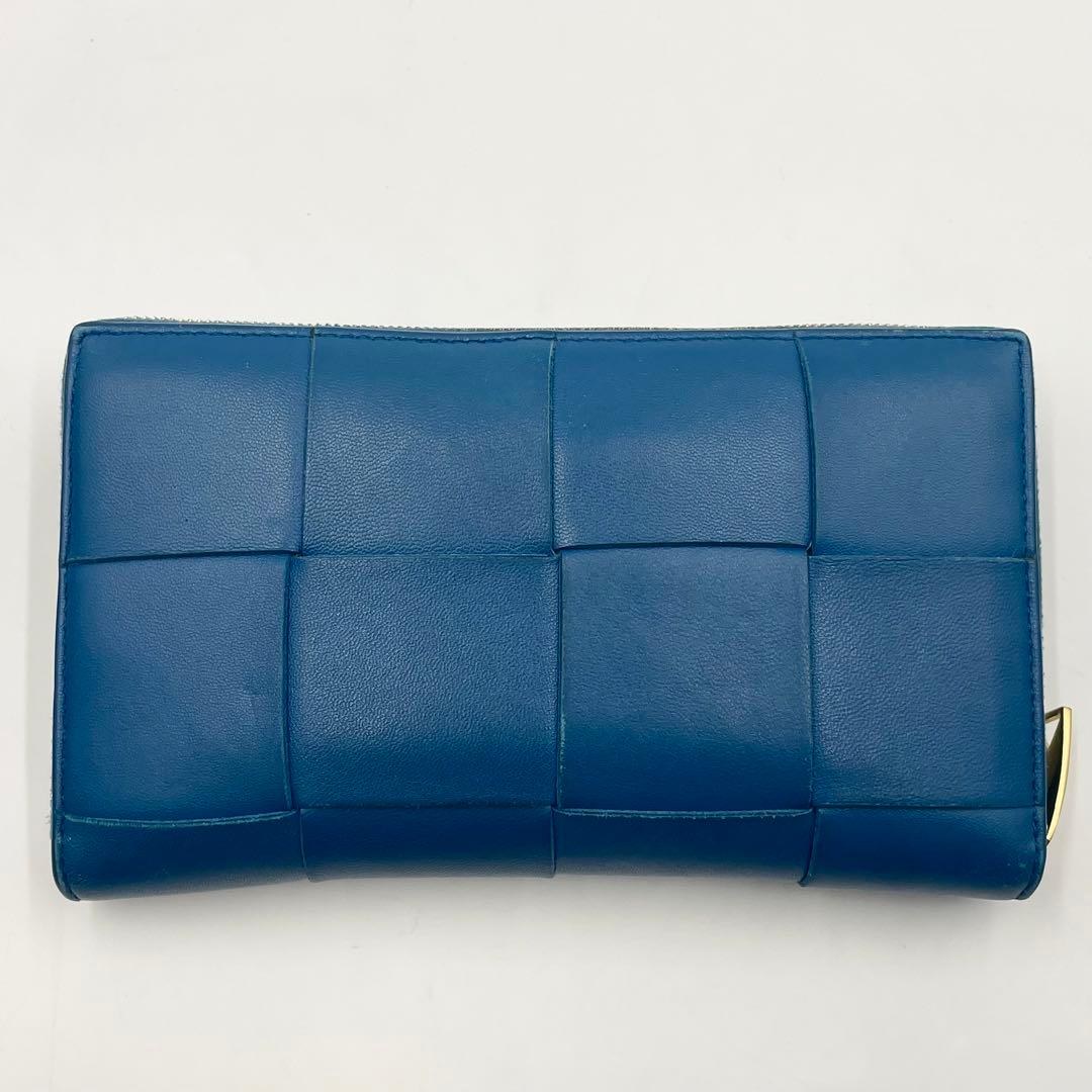 定価14.8万・極美品ボッテガ ヴェネタ カセット ラウンドジップ 長財布ブルー