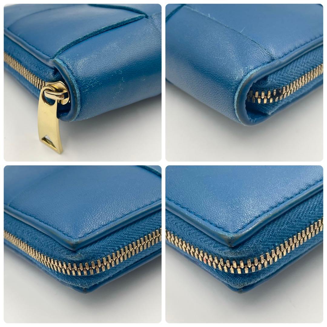 定価14.8万・極美品ボッテガ ヴェネタ カセット ラウンドジップ 長財布ブルー