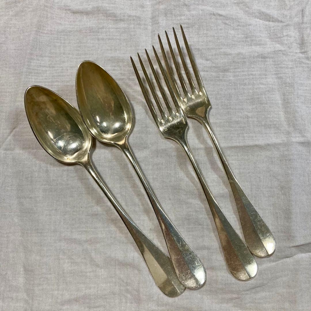 クリストフル Uniplat 純銀フォーク スプーン4本セット 21cm