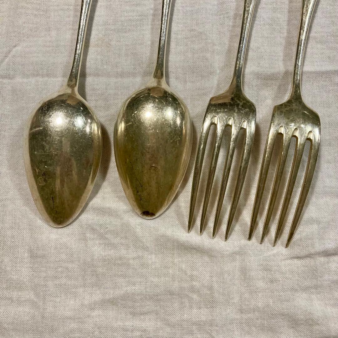 クリストフル Uniplat 純銀フォーク スプーン4本セット 21cm