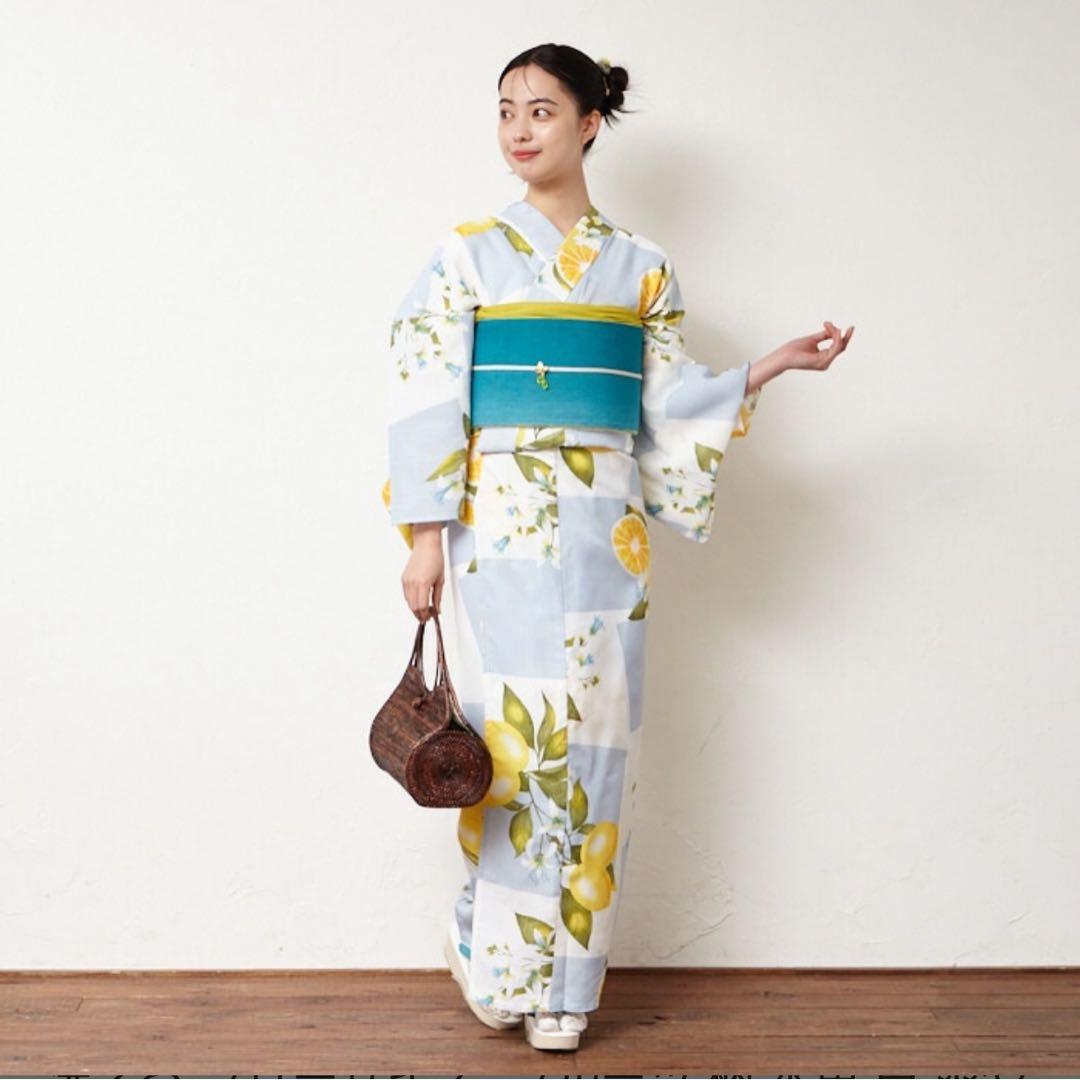 シーズンセール！ふりふ　新品！夏着物　浴衣　レモンと百合が可愛い！！！