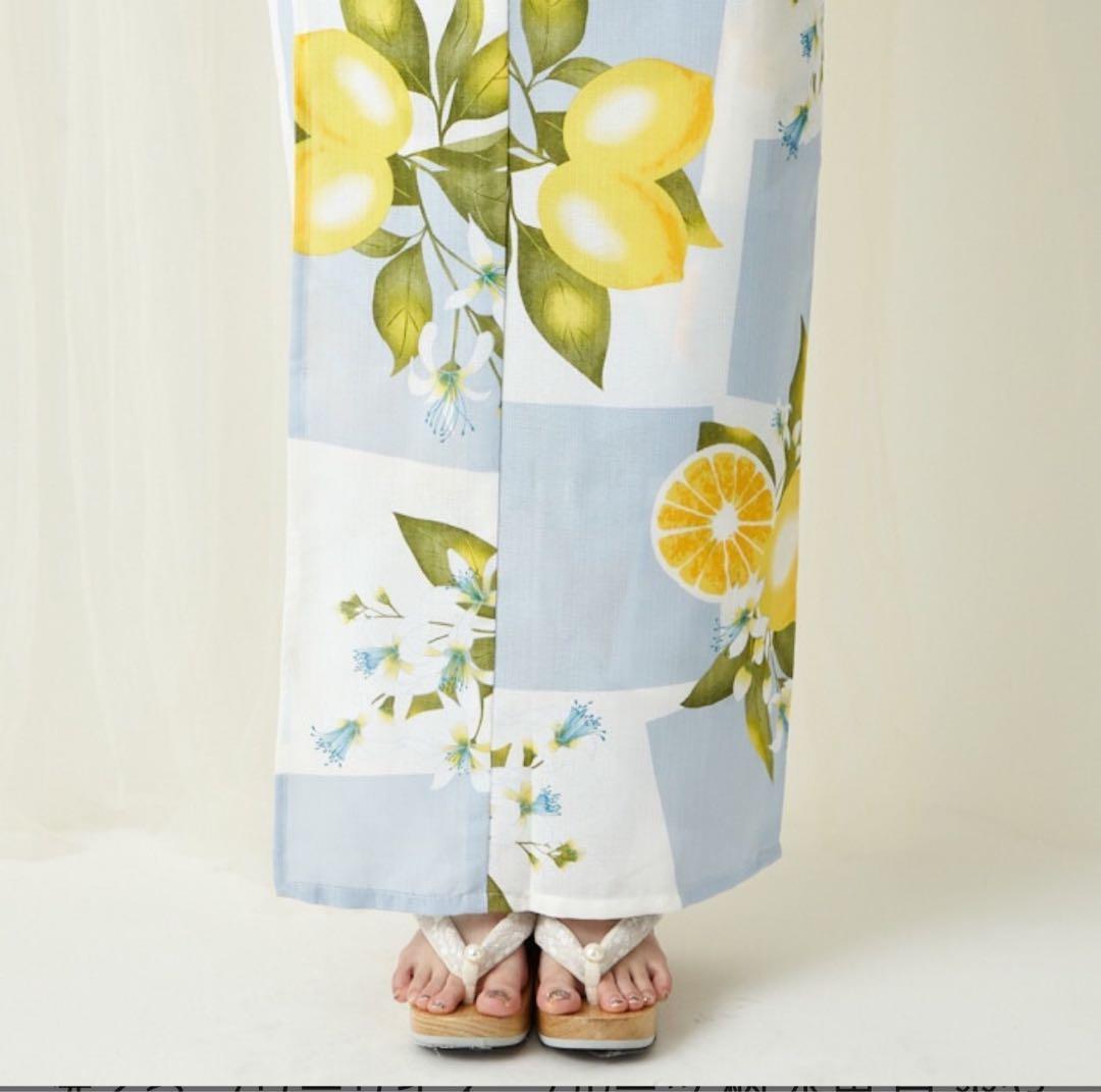 シーズンセール！ふりふ　新品！夏着物　浴衣　レモンと百合が可愛い！！！