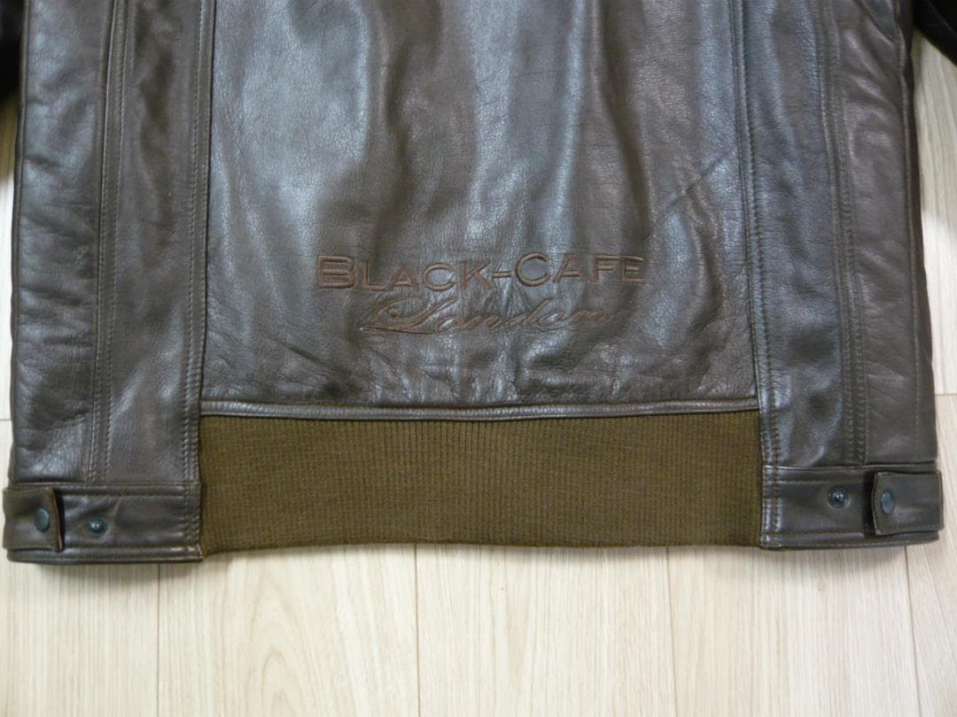 BLACK CAFE LONDON XL 3Lレザー ライダース ジャケット