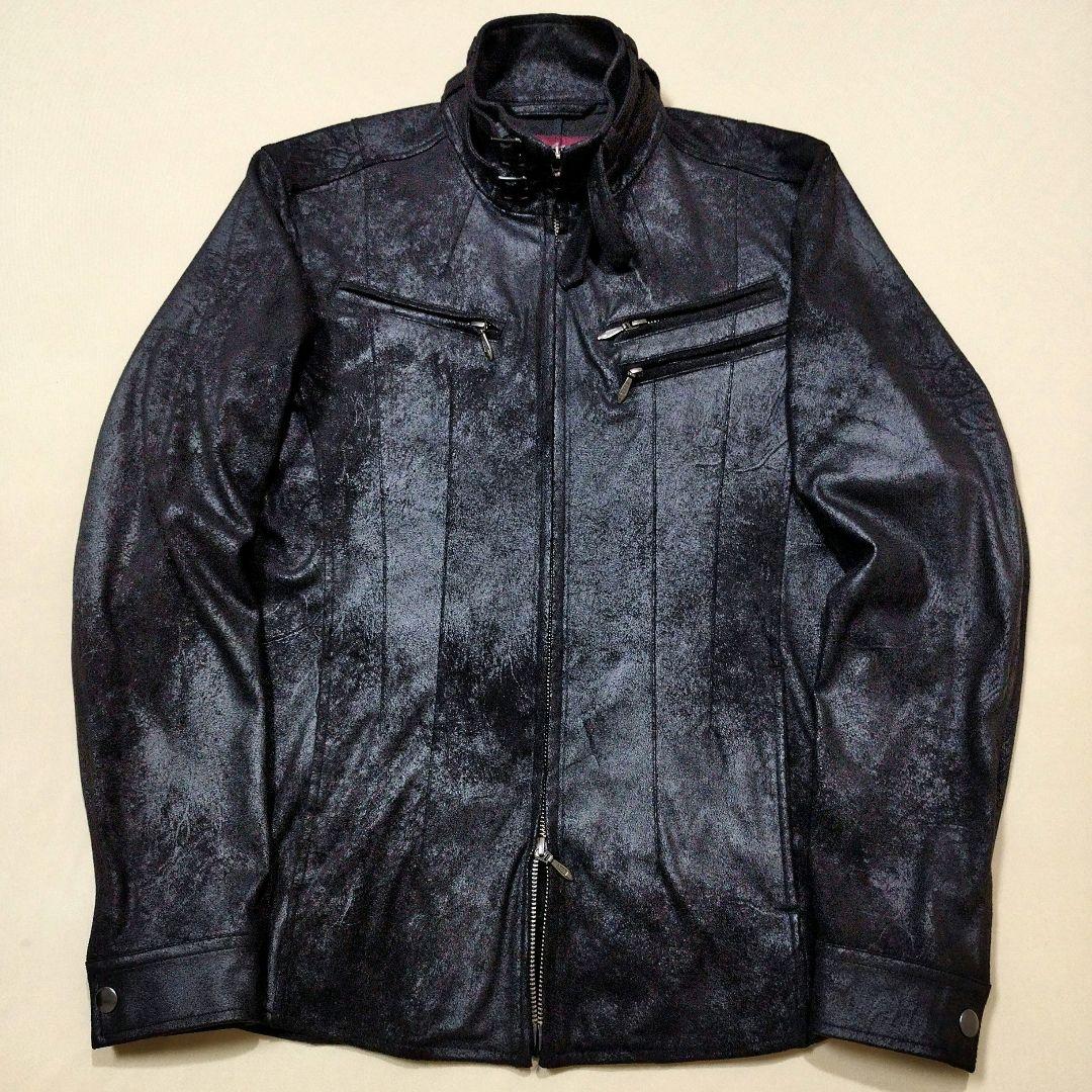 トルネードマート　マイクロフェイクスエードライダースジャケット　ムラ加工　黒　L