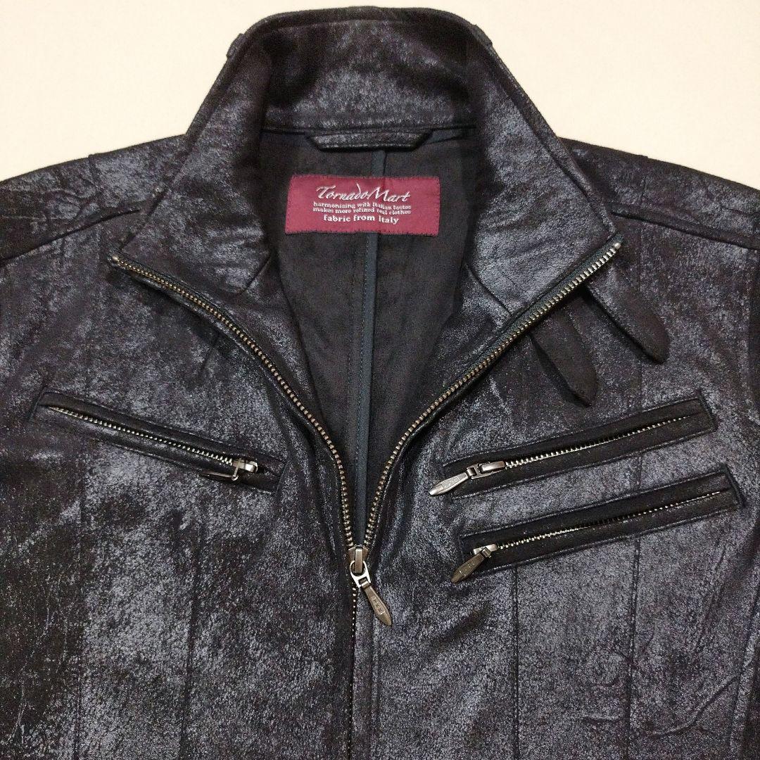 トルネードマート　マイクロフェイクスエードライダースジャケット　ムラ加工　黒　L