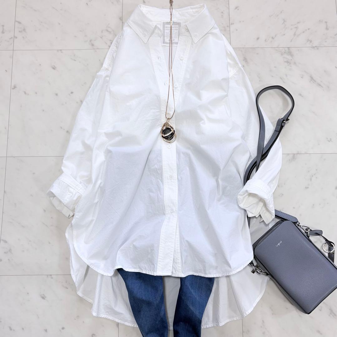 極美品✨ビアズリー シャツチュニック　ロングシャツ　白シャツ　オーバーサイズ
