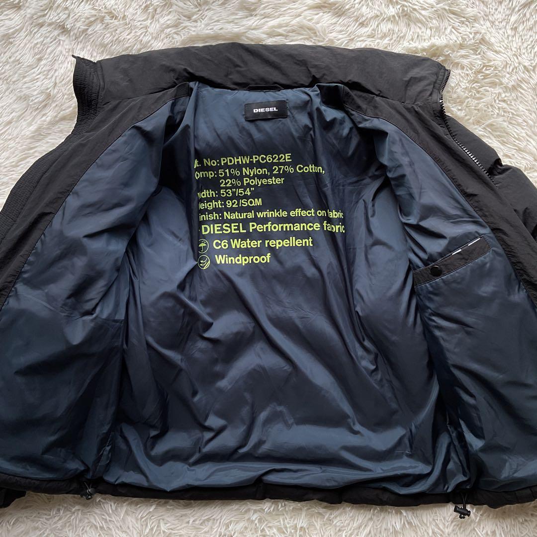 現行✨DIESEL ダウンジャケット　キルティング　M 黒　ショート丈　エンボス