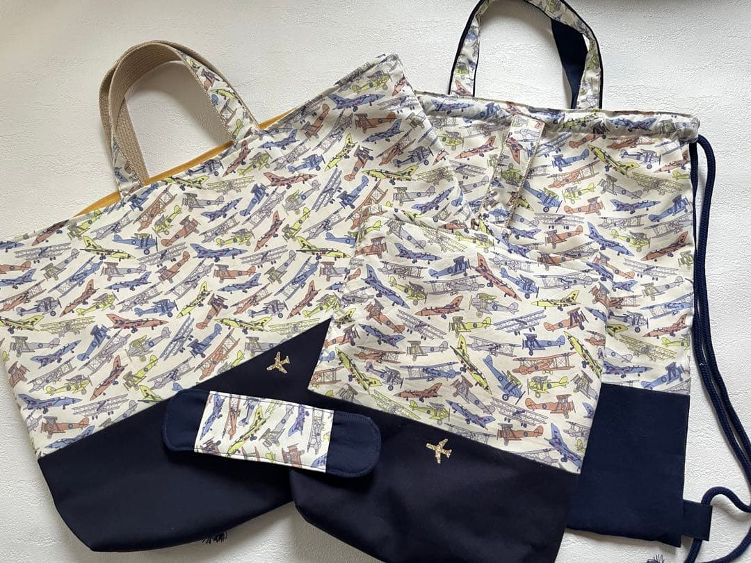 komi　リバティ　レッスンバック　体操着入れ　ハンドメイド