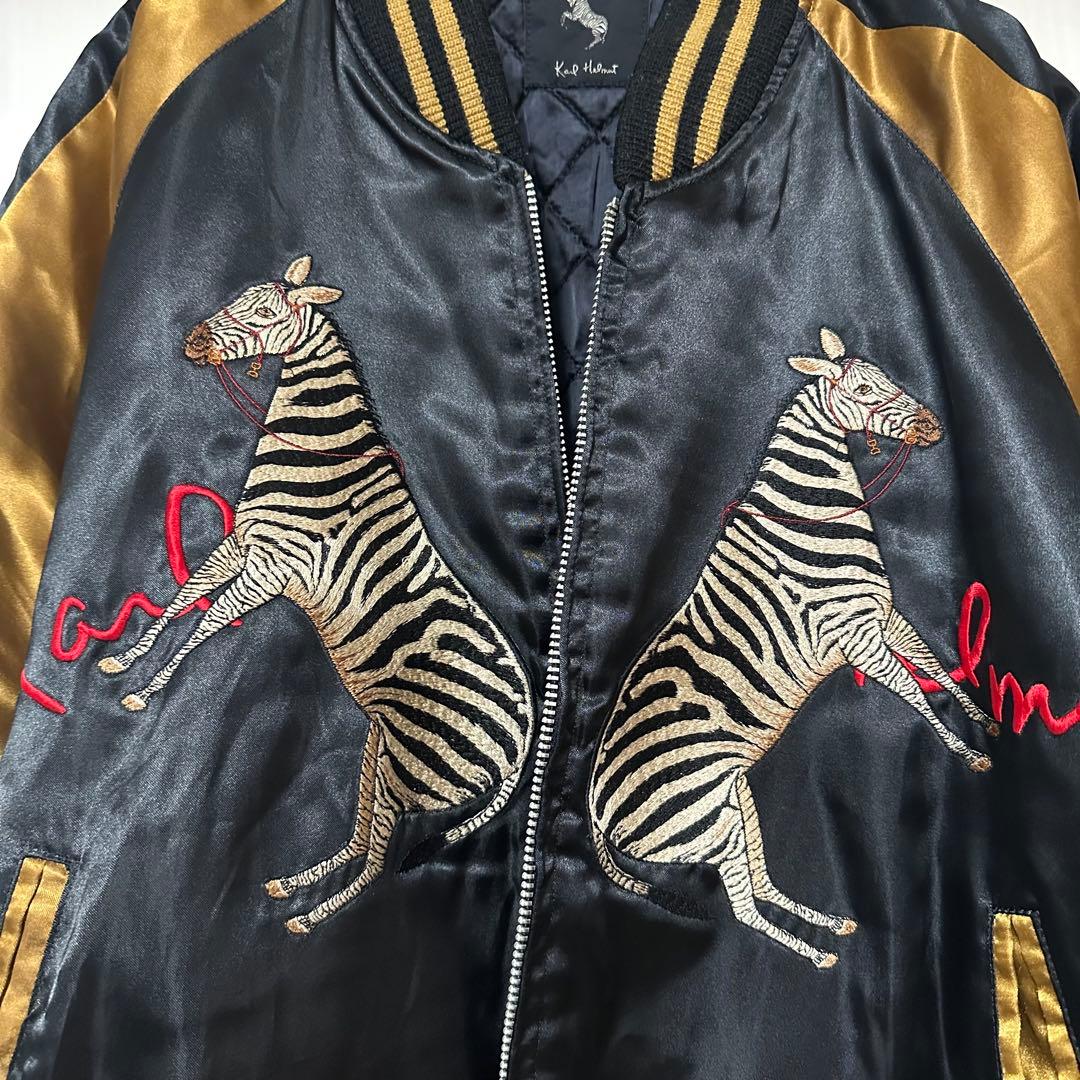 カールヘルム　スカジャン　黒金　シマウマ　刺繍　メンズM