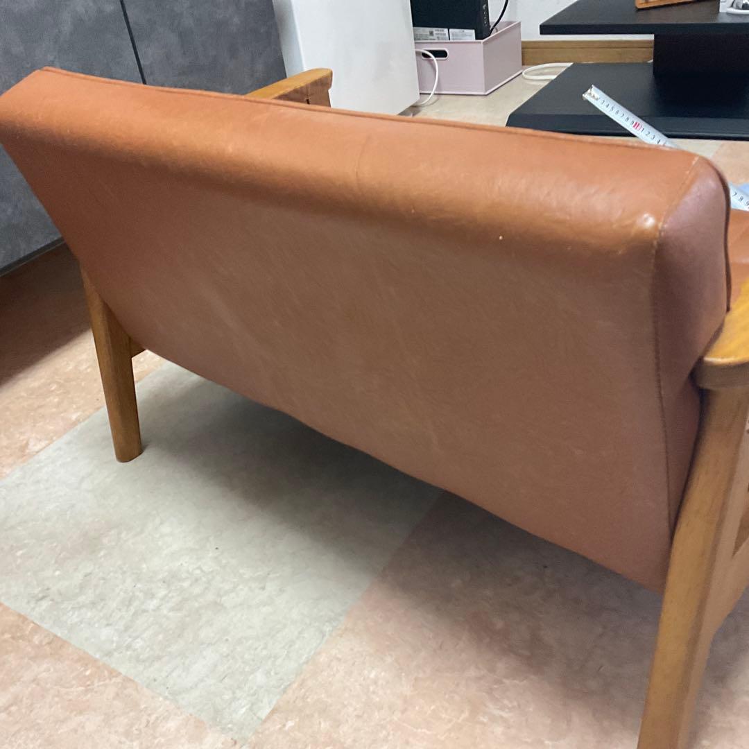 ブラウン 合成皮革2人掛けソファー キッズソファー おしゃれ