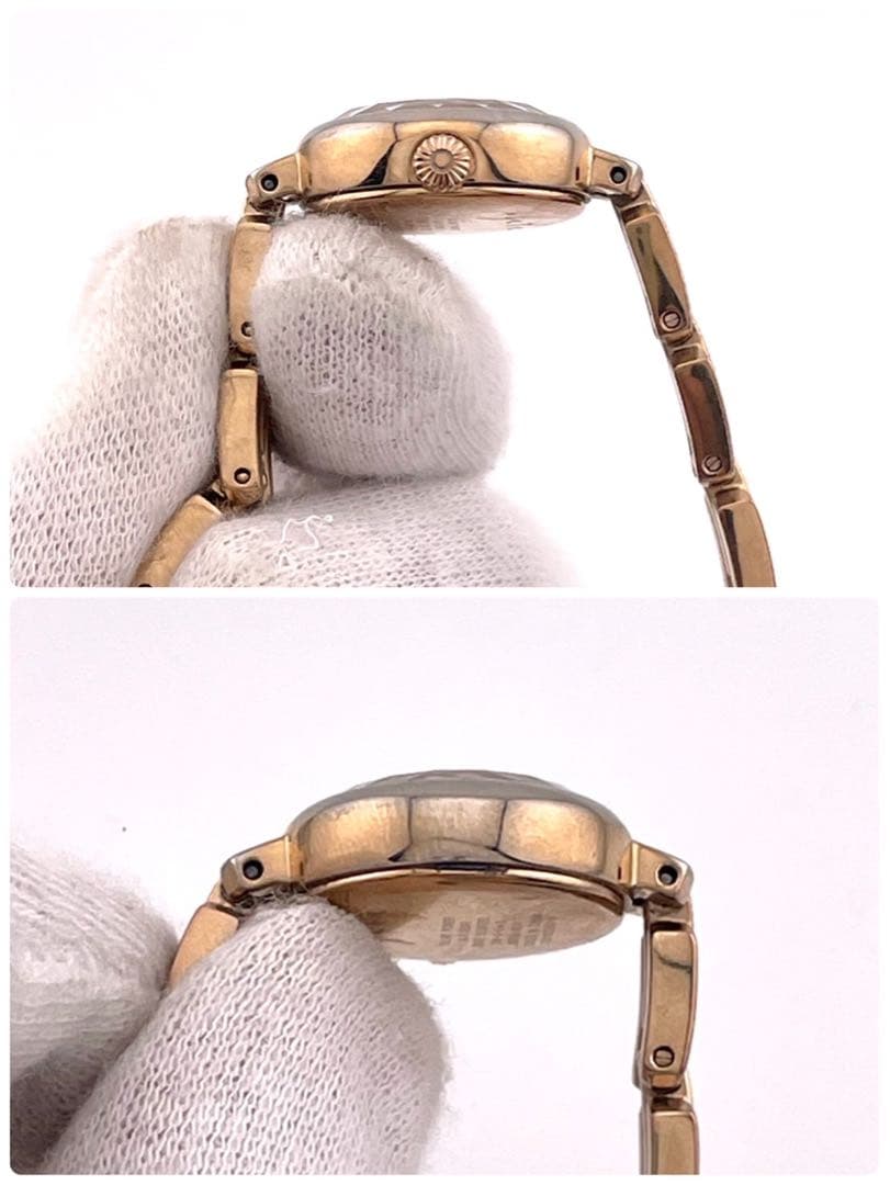 【稼働】agete ジュエリーウォッチ ソーラー シェル文字盤 ゴールド