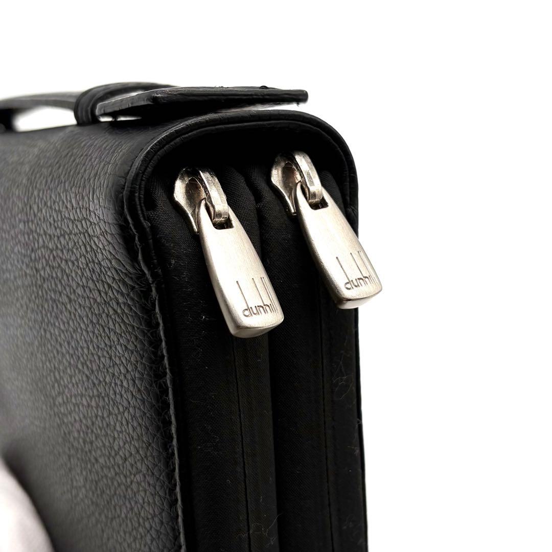 【極美品】ダンヒル オーガナイザー 長財布 ダブルジップ レザー ブラック