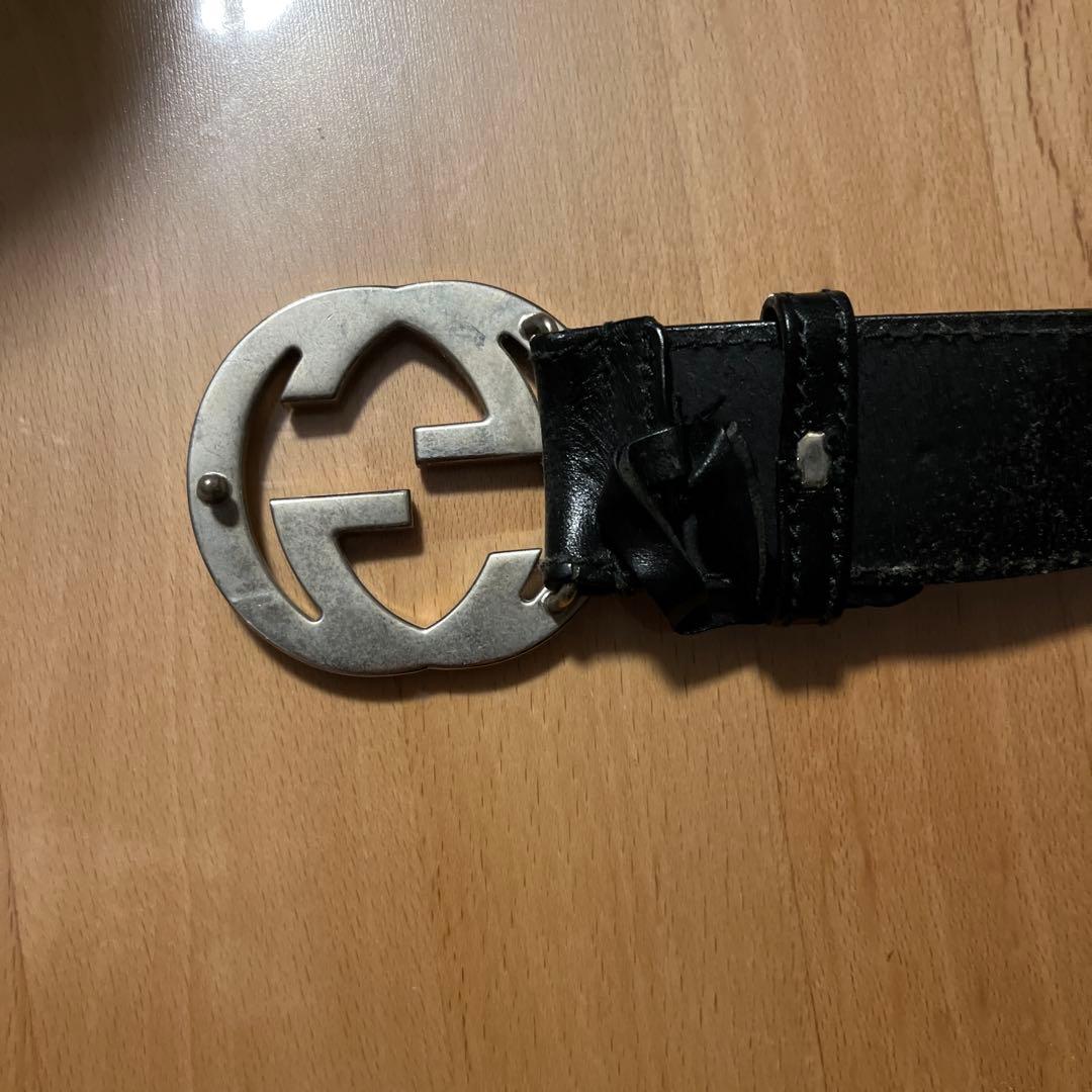 [1月28日まで]GUCCI ブラックレザー ベルト ダブルGロゴ