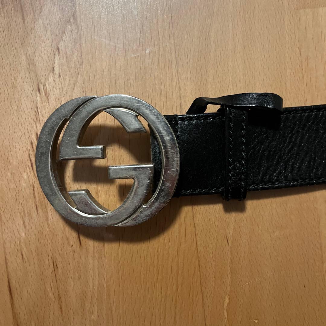[1月28日まで]GUCCI ブラックレザー ベルト ダブルGロゴ
