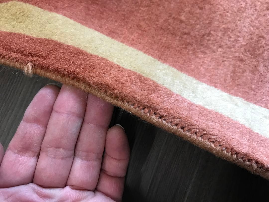 美品 144x201cm 手織り パキスタン 絨毯 ラグ ラグマット 幾何学模様