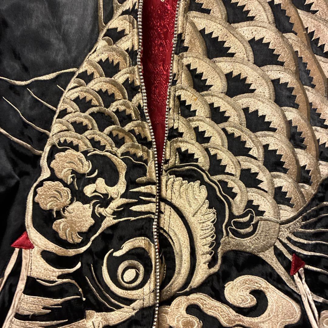 SCRIPT 花旅楽団 スカジャン 鯉×龍 リバーシブル 赤×黒 S 渋谷龍太