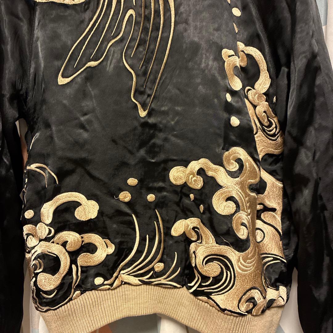 SCRIPT 花旅楽団 スカジャン 鯉×龍 リバーシブル 赤×黒 S 渋谷龍太