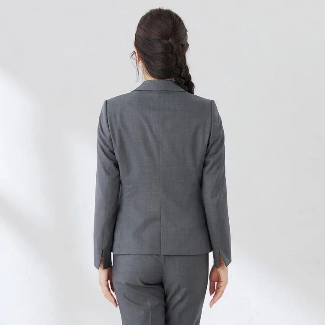 洗える360°キレイスーツ グレーピンドットテーラードジャケット パンツ