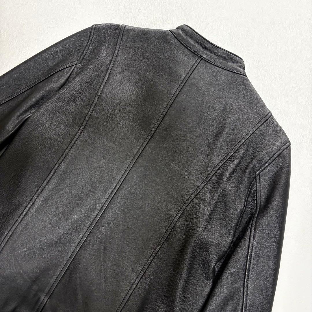 極美品 L相当 ミッシェルクラン ラムレザー シングル ライダース 光沢 肉厚