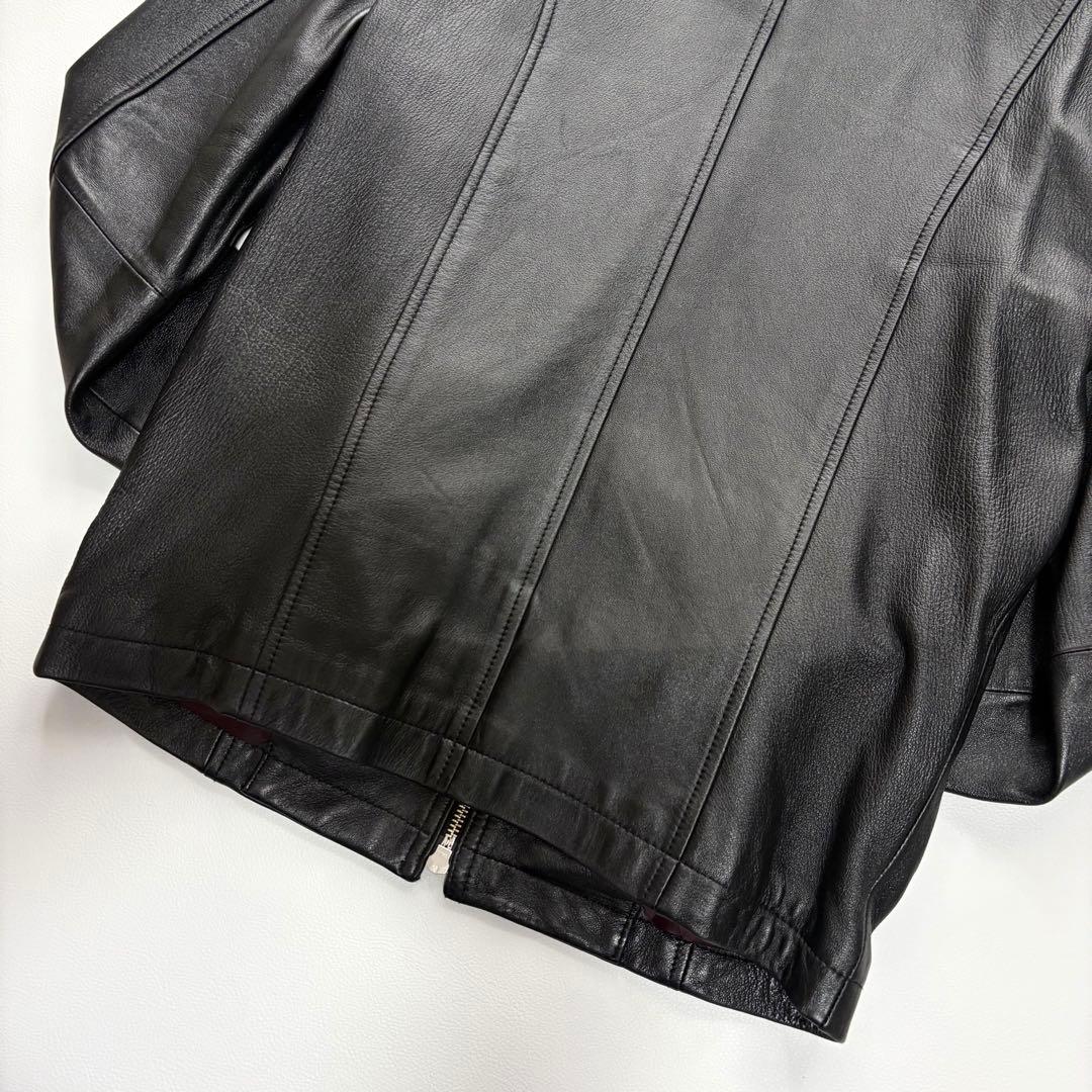 極美品 L相当 ミッシェルクラン ラムレザー シングル ライダース 光沢 肉厚