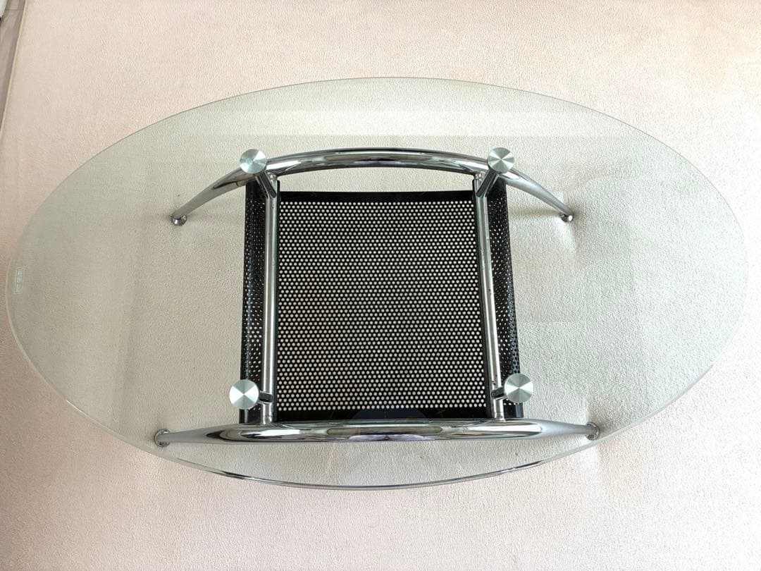 楕円形ガラスセンターテーブル