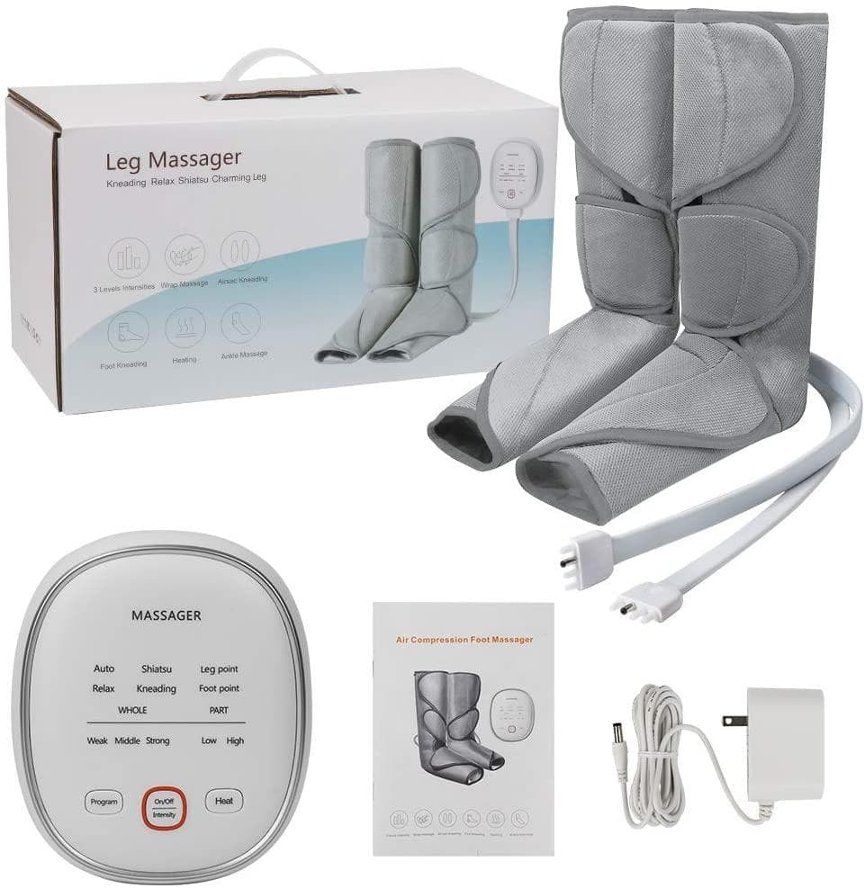 【ライトグレー】フットマッサージャー エアー ヒーター  6モード 3階段